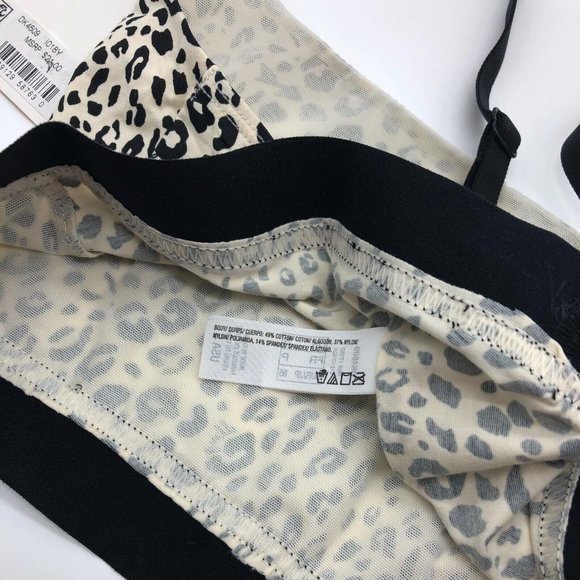 DKNY Womens Leopard Print Scoop Neck Everyday Bralette Bra Black Small - Picture 5 of 6